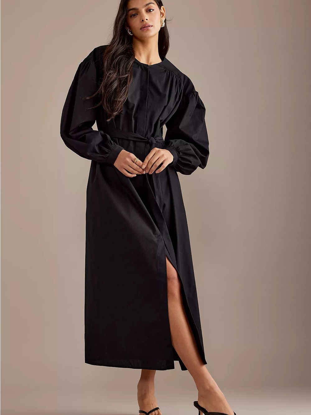 New Anthropologie ALIGNE Nala Volume Midi Dress in black size 6 READ